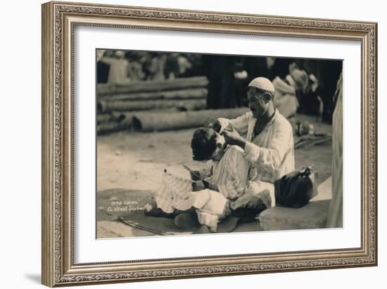 A Street Barber, Cairo, Egypt, 1936-null-Framed Photographic Print