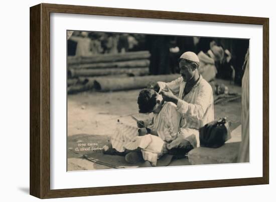 A Street Barber, Cairo, Egypt, 1936-null-Framed Photographic Print