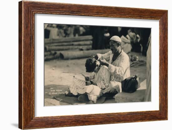 A Street Barber, Cairo, Egypt, 1936-null-Framed Photographic Print