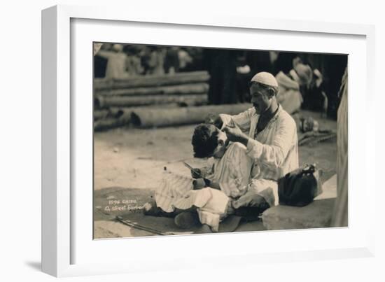 A Street Barber, Cairo, Egypt, 1936-null-Framed Photographic Print