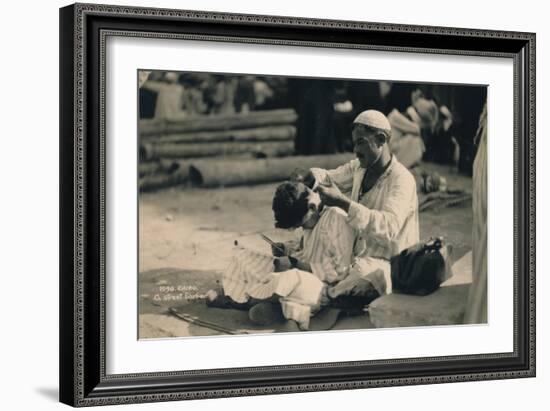 A Street Barber, Cairo, Egypt, 1936-null-Framed Photographic Print