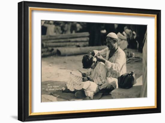 A Street Barber, Cairo, Egypt, 1936-null-Framed Photographic Print