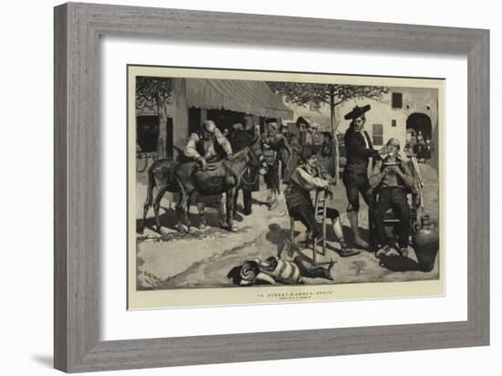 A Street-Barber, Spain-Charles Stanley Reinhart-Framed Giclee Print