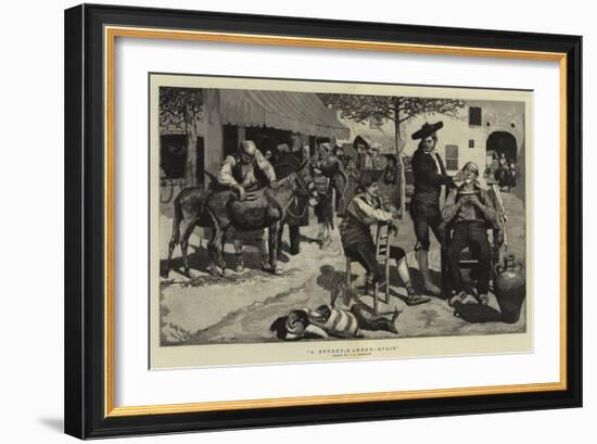 A Street-Barber, Spain-Charles Stanley Reinhart-Framed Giclee Print