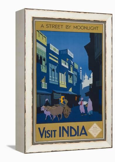 A Street by Moonlight - Visit India-null-Framed Premier Image Canvas