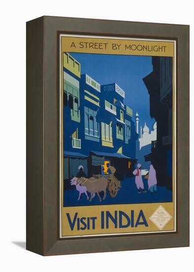 A Street by Moonlight - Visit India-null-Framed Premier Image Canvas