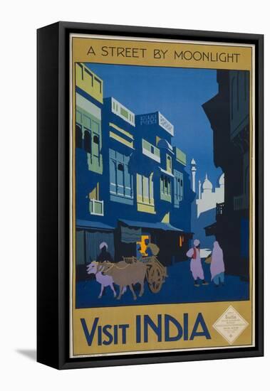 A Street by Moonlight - Visit India-null-Framed Premier Image Canvas