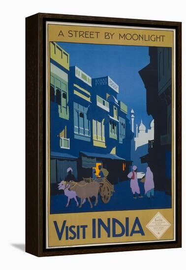 A Street by Moonlight - Visit India-null-Framed Premier Image Canvas