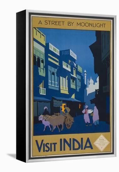 A Street by Moonlight - Visit India-null-Framed Premier Image Canvas