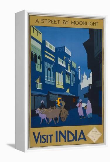 A Street by Moonlight - Visit India-null-Framed Premier Image Canvas