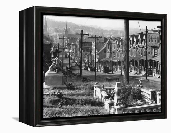 A street in Bethlehem, Pennsylvania, 1935-Walker Evans-Framed Premier Image Canvas