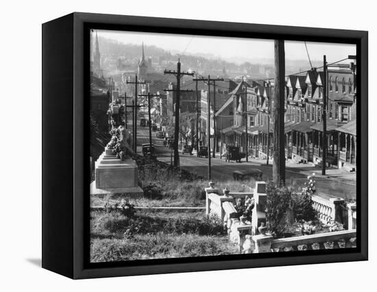 A street in Bethlehem, Pennsylvania, 1935-Walker Evans-Framed Premier Image Canvas