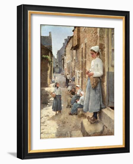 A Street in Brittany, 1881 (Oil on Canvas)-Stanhope Alexander Forbes-Framed Giclee Print