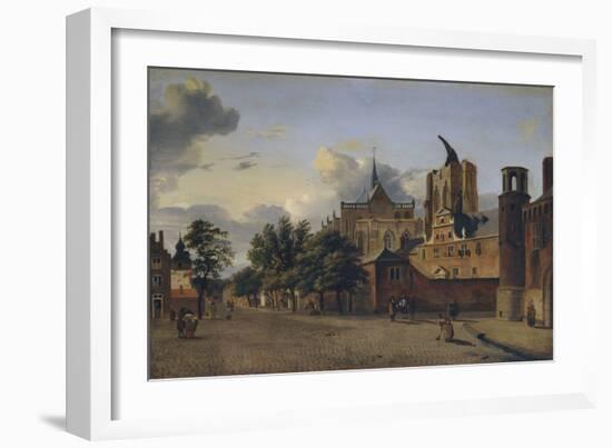A Street in Cologne with the Unfinished Cathedral in the Centre, 1684 (Oil on Panel)-Jan Van Der Heyden-Framed Giclee Print