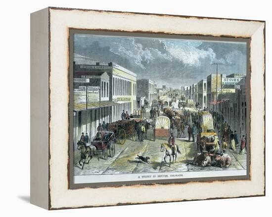 A Street in Denver, Colorado, USA, C1880-null-Framed Premier Image Canvas