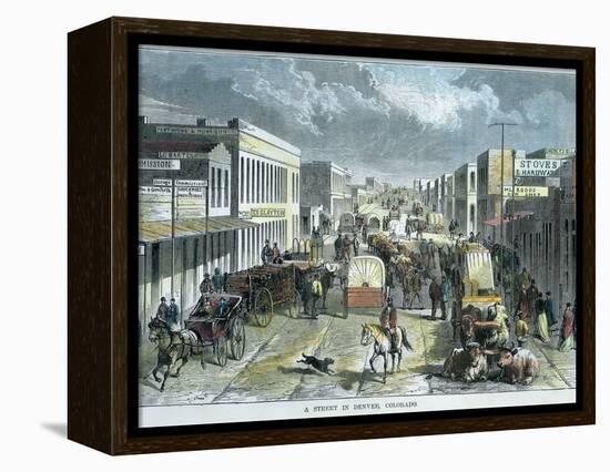 A Street in Denver, Colorado, USA, C1880-null-Framed Premier Image Canvas