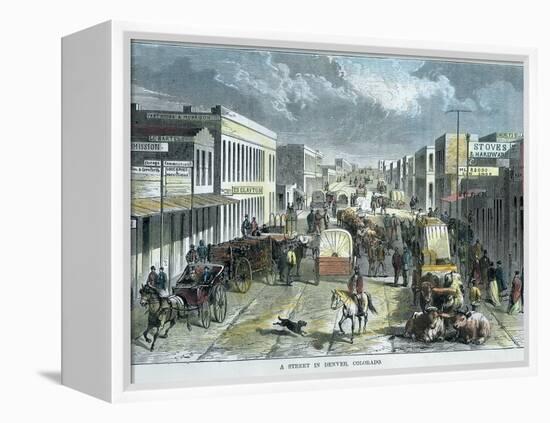 A Street in Denver, Colorado, USA, C1880-null-Framed Premier Image Canvas