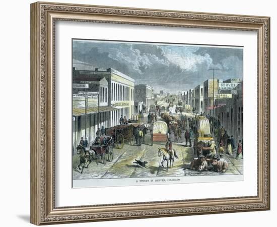 A Street in Denver, Colorado, USA, C1880-null-Framed Giclee Print