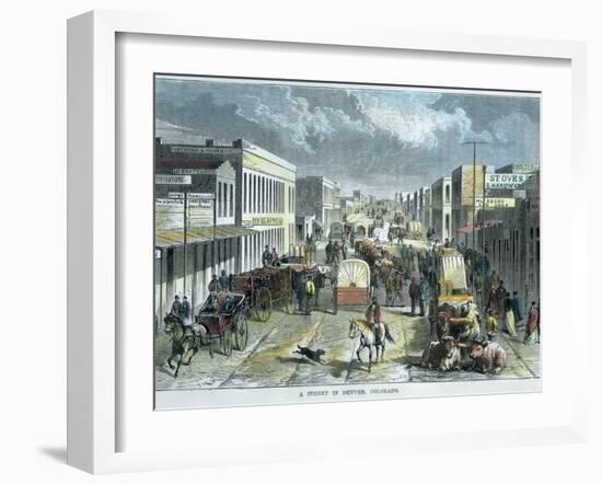 A Street in Denver, Colorado, USA, C1880-null-Framed Giclee Print