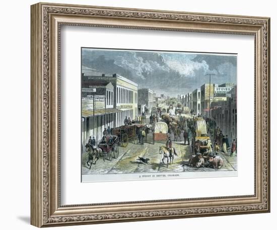 A Street in Denver, Colorado, USA, C1880-null-Framed Premium Giclee Print