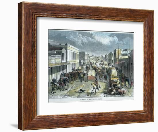 A Street in Denver, Colorado, USA, C1880-null-Framed Premium Giclee Print