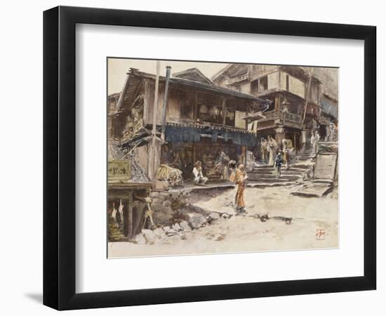 A Street in Ikao, Japan I, 1890 (W/C & Gouache over Pencil on Paper)-Robert Frederick Blum-Framed Giclee Print