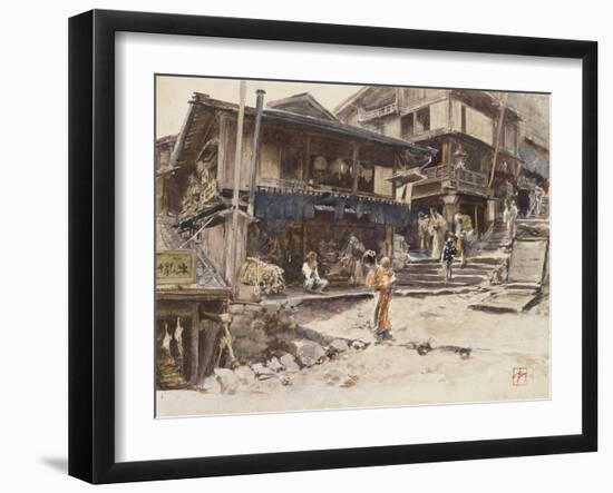 A Street in Ikao, Japan I, 1890 (W/C & Gouache over Pencil on Paper)-Robert Frederick Blum-Framed Giclee Print