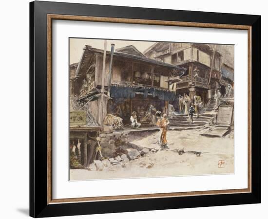 A Street in Ikao, Japan I, 1890 (W/C & Gouache over Pencil on Paper)-Robert Frederick Blum-Framed Giclee Print