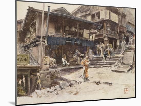 A Street in Ikao, Japan I, 1890 (W/C & Gouache over Pencil on Paper)-Robert Frederick Blum-Mounted Giclee Print