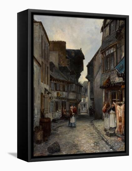 A Street in Landerneau, 1851-Johan Barthold Jongkind-Framed Premier Image Canvas