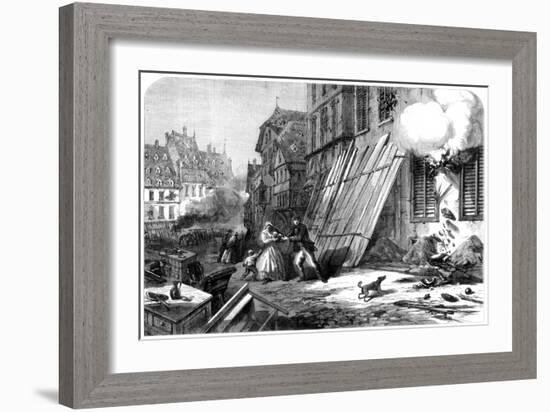 A Street in Strasbourg During the Siege and Bombardment, Franco-Prussian War, 1870-null-Framed Giclee Print