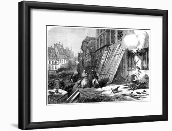 A Street in Strasbourg During the Siege and Bombardment, Franco-Prussian War, 1870-null-Framed Giclee Print