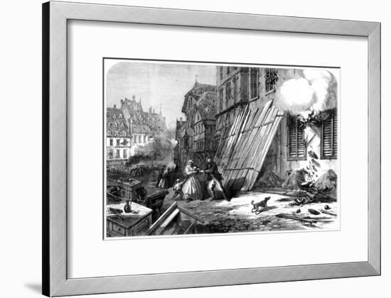 A Street in Strasbourg During the Siege and Bombardment, Franco-Prussian War, 1870-null-Framed Giclee Print