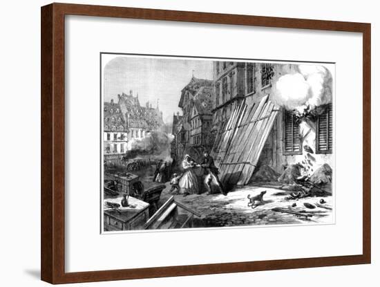 A Street in Strasbourg During the Siege and Bombardment, Franco-Prussian War, 1870-null-Framed Giclee Print