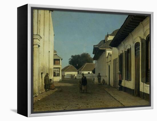 A Street in the Old Part of Batavia, Street and Leaning Against the Walls, Some Natives-Jan Weissenbruch-Framed Stretched Canvas