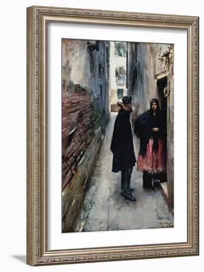 A Street in Venice-John Singer Sargent-Framed Art Print