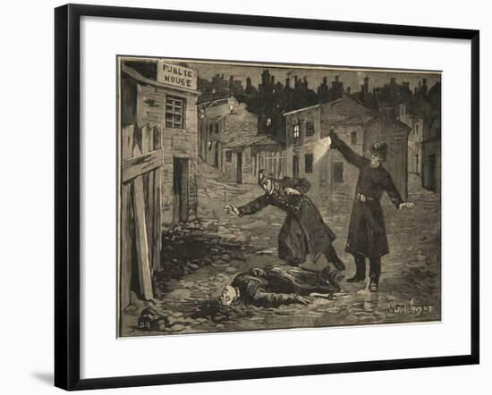 A Street in Whitechapel: the Last Crime of Jack the Ripper, from 'Le Petit Parisien', 1891-Beltrand and Clair-Guyot, E. Dete-Framed Giclee Print