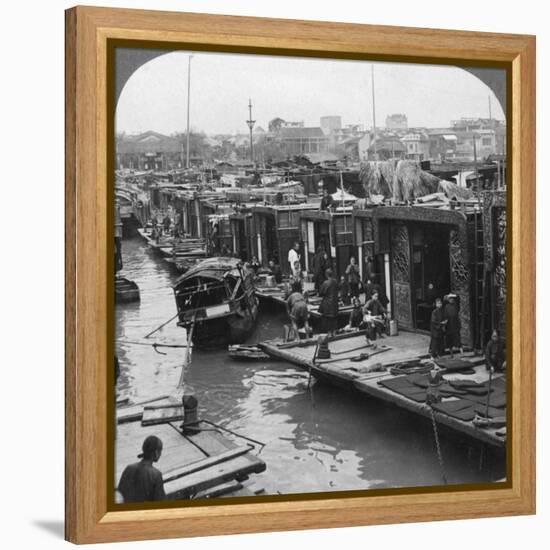 A Street of 'Flower Boats, Canton, China, 1900-Underwood & Underwood-Framed Premier Image Canvas