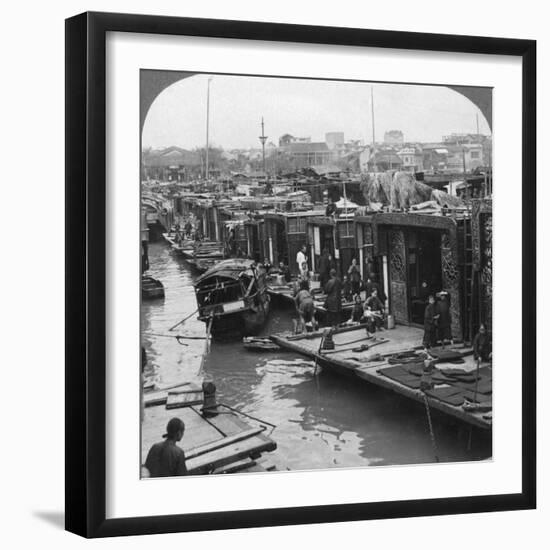 A Street of 'Flower Boats, Canton, China, 1900-Underwood & Underwood-Framed Photographic Print