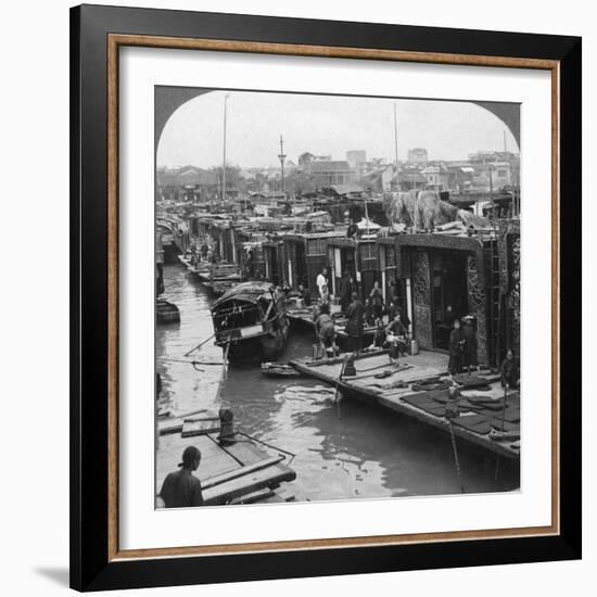 A Street of 'Flower Boats, Canton, China, 1900-Underwood & Underwood-Framed Photographic Print