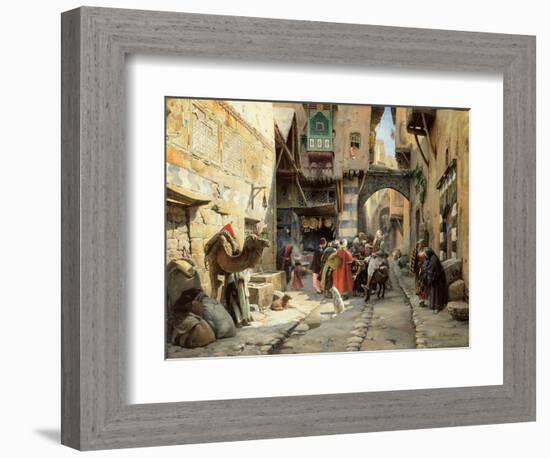 A Street Scene, Damascus (Oil on Panel)-Gustave Bauernfeind-Framed Giclee Print