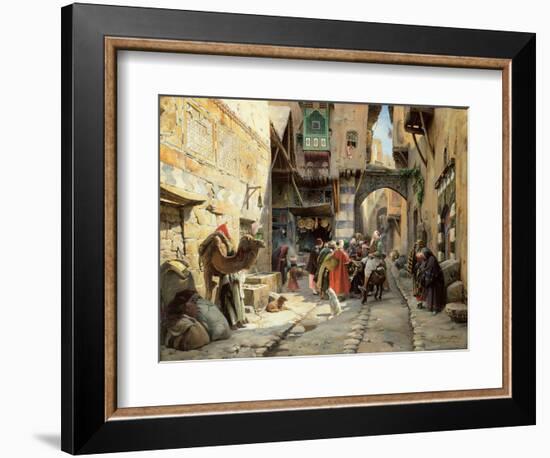 A Street Scene, Damascus (Oil on Panel)-Gustave Bauernfeind-Framed Giclee Print