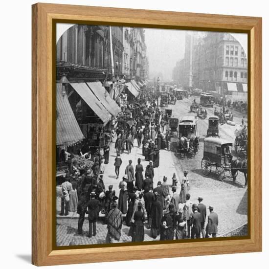 A Street Scene in Chicago, Illinois, USA, 1896-Underwood & Underwood-Framed Premier Image Canvas