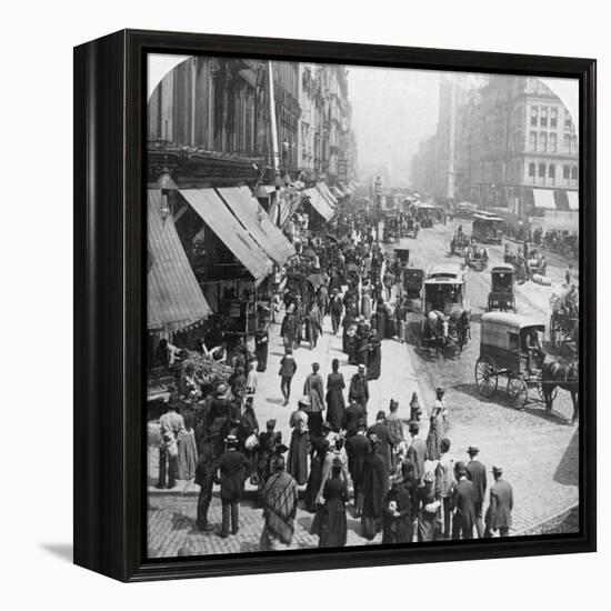 A Street Scene in Chicago, Illinois, USA, 1896-Underwood & Underwood-Framed Premier Image Canvas