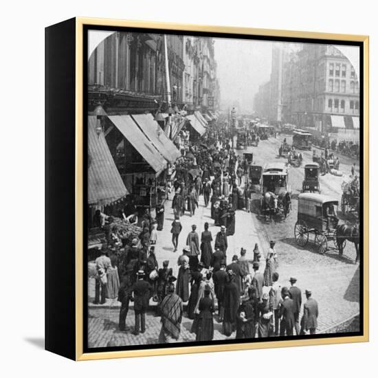 A Street Scene in Chicago, Illinois, USA, 1896-Underwood & Underwood-Framed Premier Image Canvas