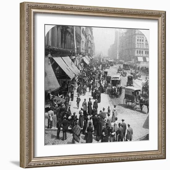 A Street Scene in Chicago, Illinois, USA, 1896-Underwood & Underwood-Framed Photographic Print