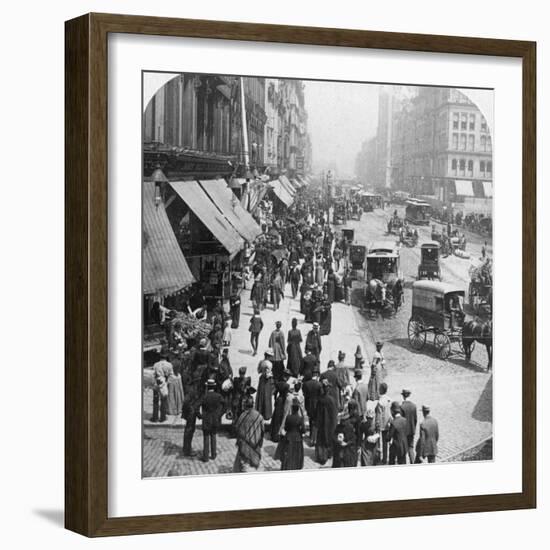 A Street Scene in Chicago, Illinois, USA, 1896-Underwood & Underwood-Framed Photographic Print