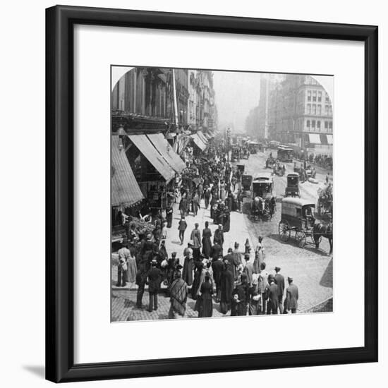 A Street Scene in Chicago, Illinois, USA, 1896-Underwood & Underwood-Framed Photographic Print