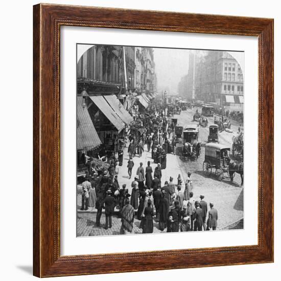 A Street Scene in Chicago, Illinois, USA, 1896-Underwood & Underwood-Framed Photographic Print