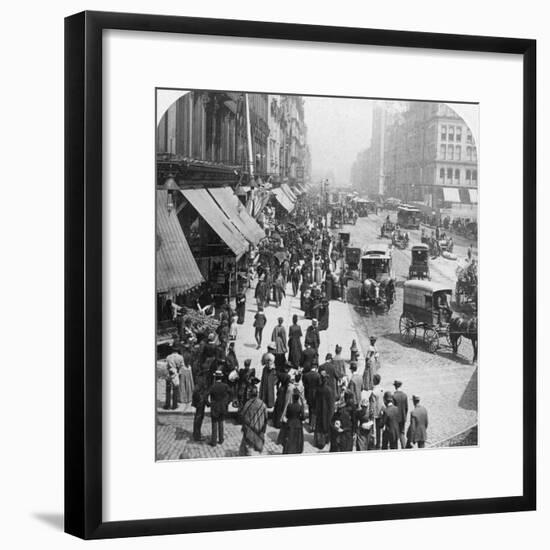 A Street Scene in Chicago, Illinois, USA, 1896-Underwood & Underwood-Framed Photographic Print